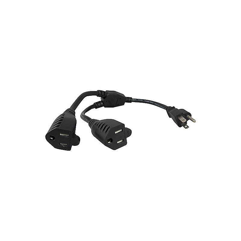 Comprehensive Universal NEMA 5-15P to NEMA 5-15R Power Splitter, Male to Female, Black (CPWR-ADPT2) image 1