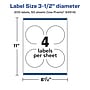 Avery Laser/Inkjet Circle  Waterproof Multipurpose Labels, 3.5"  Dia, White, 200/Box (94514)~#|#~2312562C-6522-4DB6-BEA516410E40F1B0_sc7