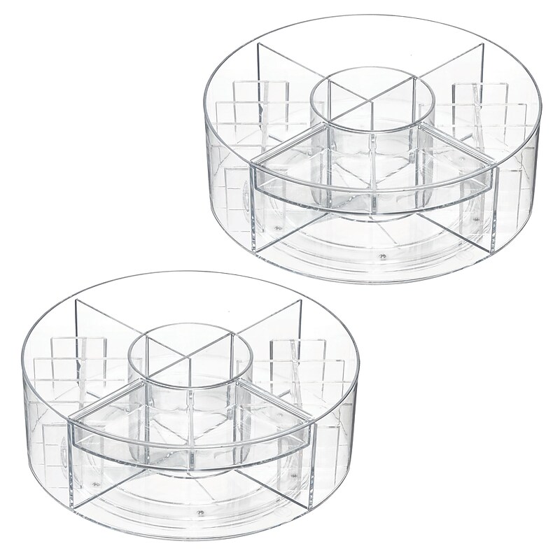 iDESIGN Stackable Rotating Plastic 4-Compartment Desk Organizer, Clear, 2 Piece (29117M2) image 1