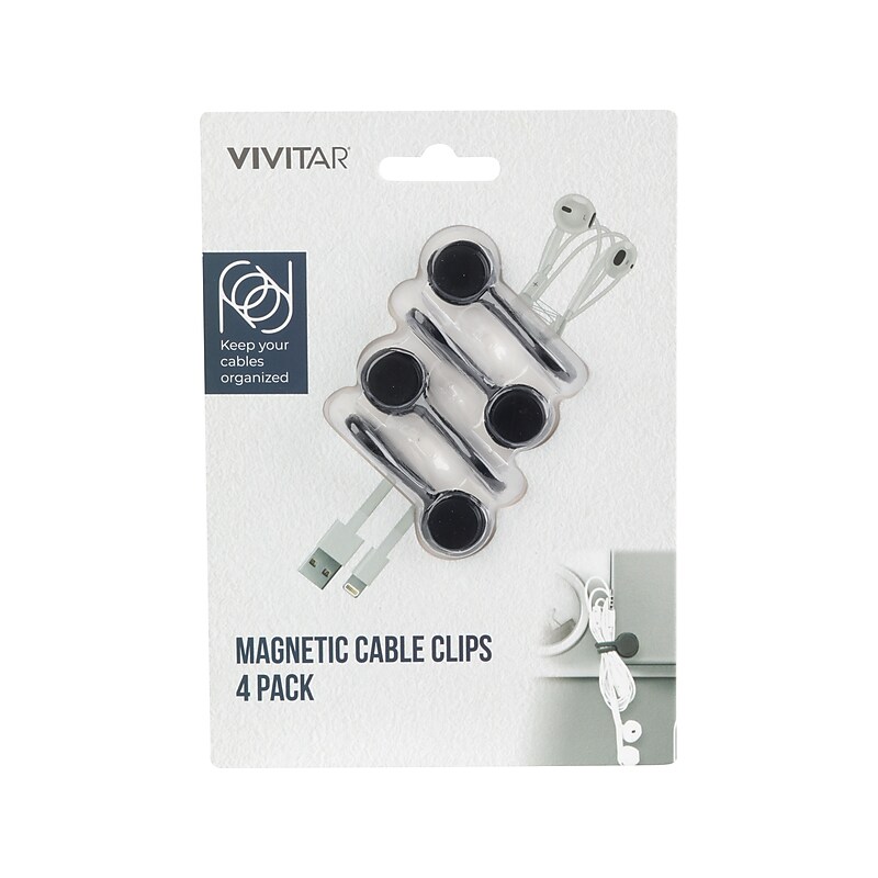 Vivitar Magnetic Cable Clip, Black, 4/Pack (QUB1600NBLKT352) image 1