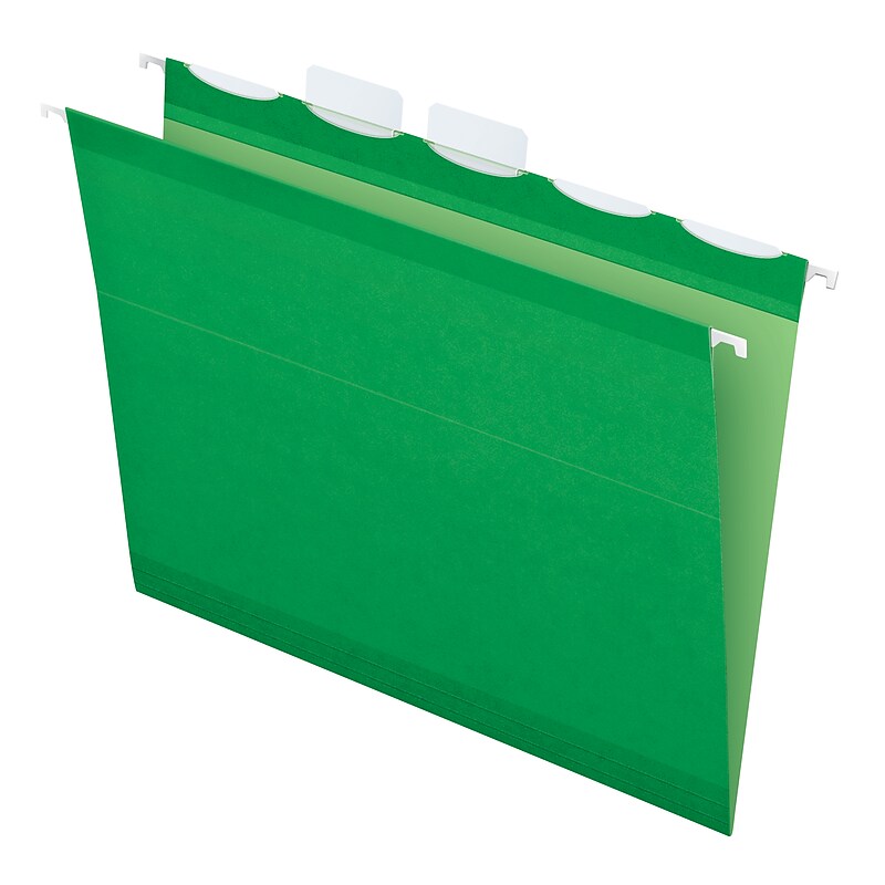 Pendaflex Ready-Tab Premium Reinforced Hanging File Folder, 5-Tab, Letter, Bright Green, 25/Box (42626) image 1