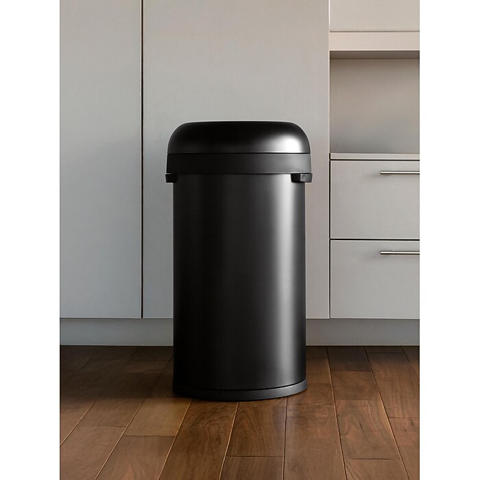 simplehuman Commercial Bullet Steel Trash Can with Open Lid, 16