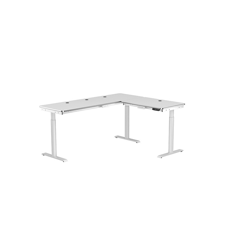 VersaDesk PowerLift 72"W Electric L-Shaped Adjustable Standing Desk, White (PLLSD7272-WW-APP) image 1