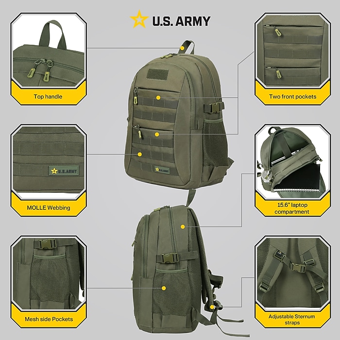 US Army ZULU Laptop Backpack, Large, Tactical Green (USBZUL18GRN