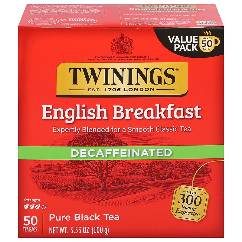 Twinings Decaf English Breakfast Black Tea Bags, 50/Box (TNA36534) image 1
