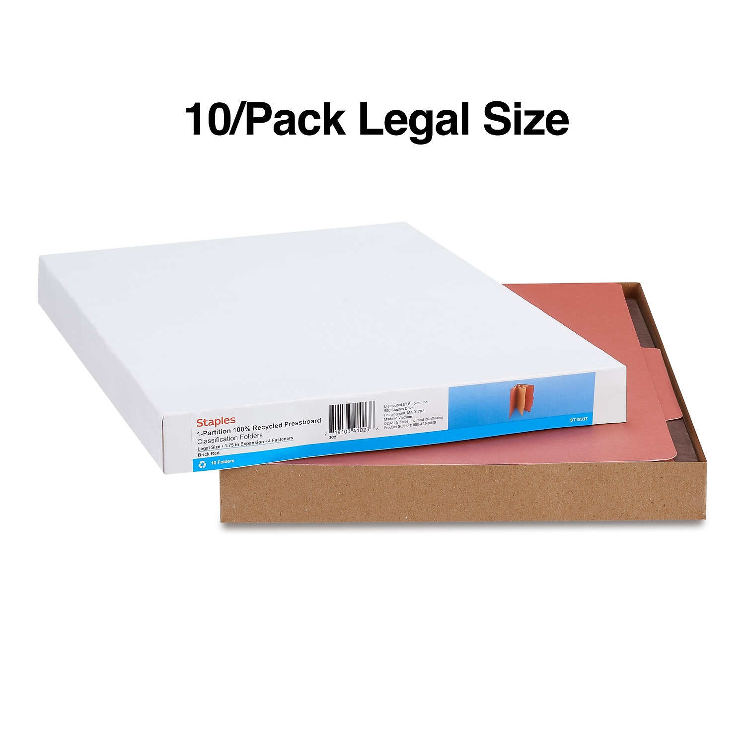 Staples Pressboard Classification Folders 2/5Cut Top Tab Legal 1 Div Red 10/BX - Bild 3 von 7
