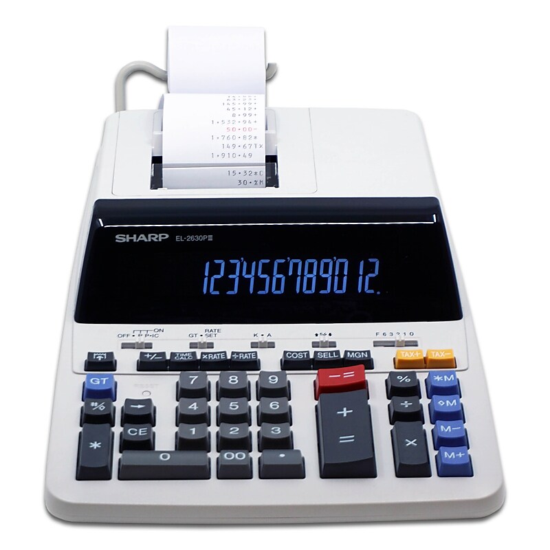 Sharp EL-2630PIII 12-Digit Desktop Calculator, White image 1