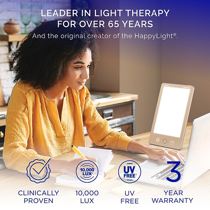 Verilux HappyLight Luxe Light Therapy Lamp, Champagne Gold