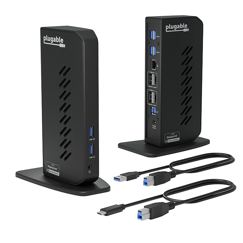Plugable USB 3 & USB-C Dual 4K Display Docking Station with Displayport and HDMI for Windows & Mac (UD-6950Z) image 1