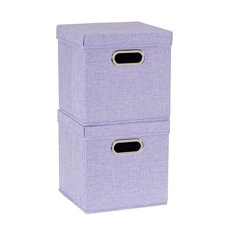 Household Essentials Medium Stackable Folding Fabric Storage Bin, 11" x 11.4"x 11.4", 24.75 Qt., Purple, 2/Pack (814-1) image 1