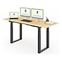 FlexiSpot E7Q 72"W Electric Adjustable Standing Desk, Bamboo/Black (E7QBR7230-LBZB)~#|#~23778E3B-451E-460A-ADA117F043038DBE_sc7