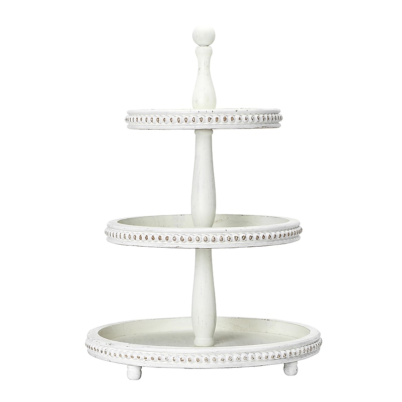 Storied Home Round 3-Tier Decorative Wood Tray (EC0386) image 1
