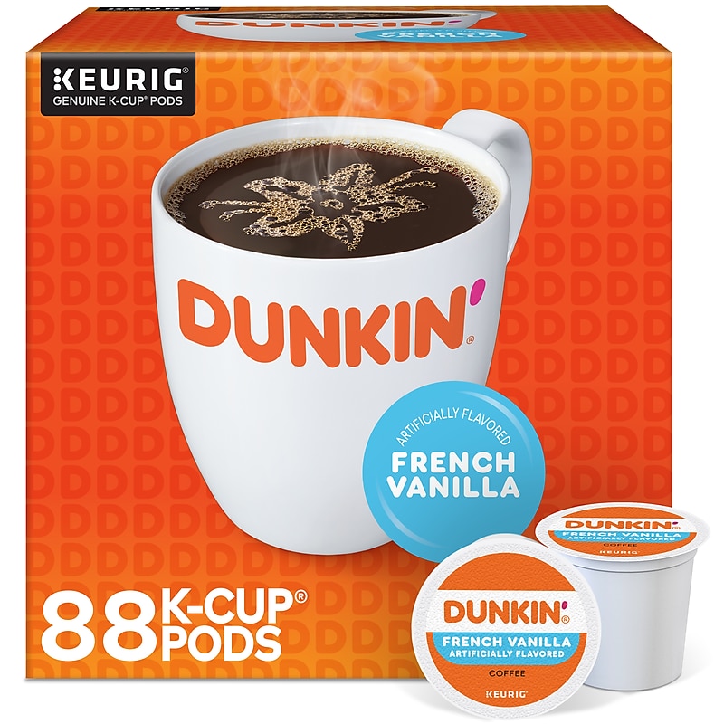 Dunkin' French Vanilla Coffee Keurig® K-Cup® Pods, Medium Roast, 88/Carton (400847) image 1