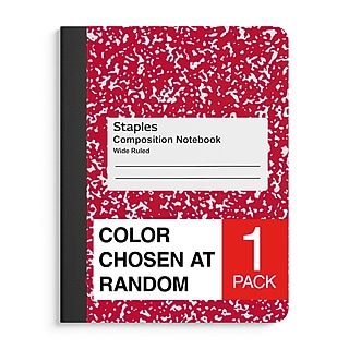 STAPLES Composition Notebook, 9.75” x 7.5”, Wide Ruled, 100 Sheets, Assorted Cover Colors~#|#~2389EEF2-D7FF-400F-A0BF61C49C0D31C7_sc7