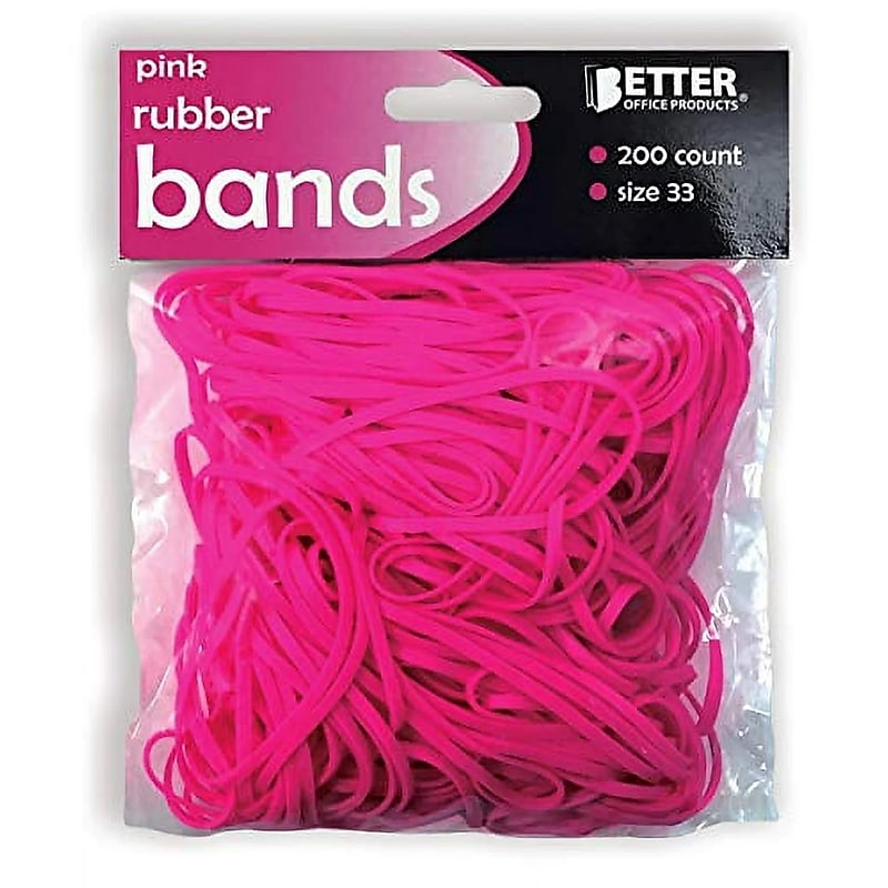 Better Office Multi-Purpose #33 Rubber Bands, 3.5" x 0.125", Hot Pink, 200/Pack (33905) image 1