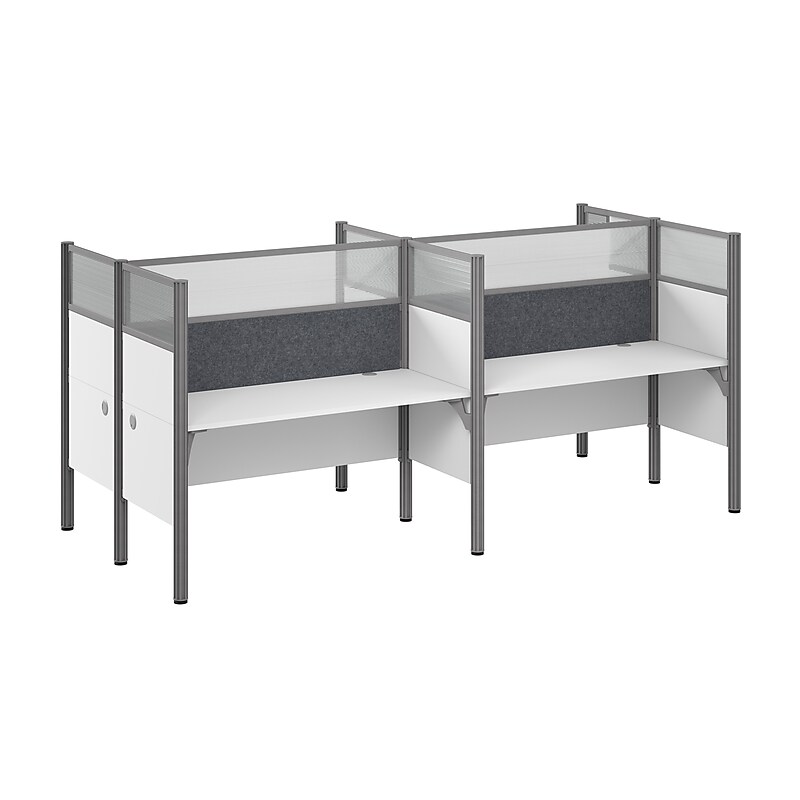 Bush Business Furniture Pro-Biz 55.39"H x 125.04"W 4 Person Back to Back Cubicle Panel Workstation, White (100875DG-17) image 1
