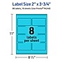 Avery Printable Rectangle Multipurpose Labels, 2" x 3.75", Bright Blue, 80/Pack (94240)~#|#~239E8FD0-7AD4-4D02-83349ED1F2F597AC_sc7