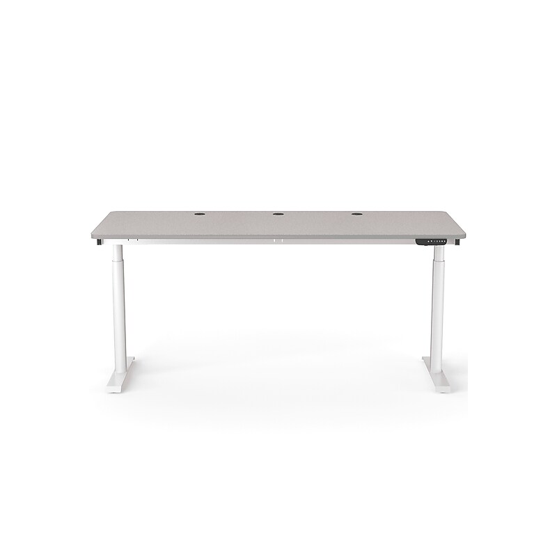 VersaDesk PowerLift 72"W Electric Rectangular Adjustable Standing Desk, Grey/White (PLSDR7230-WG-APP ) image 1