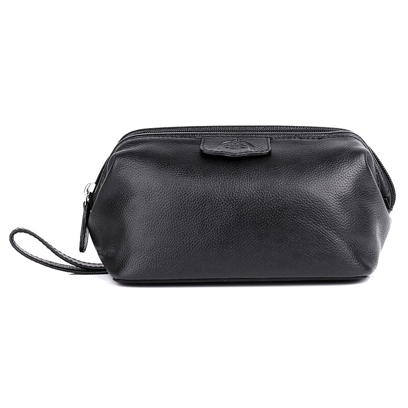 DOPP Business Class 8.25" Leather Toiletry Bag, Water Resistant, Black (06930D.BK) image 1