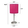Creekwood Home Oslo 19.5" LED Table Lamp with USB Port, Brushed Steel/Pink Shade (CWT-2012-PN)~#|#~23A38BA9-09DD-4224-B337E1FFB4477C7D_sc7