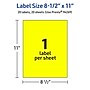 Avery Laser/Inkjet Multipurpose Rectangle Labels, 8.5" x 11", Neon Yellow, 20/Pack (94269)~#|#~23A7576B-97C9-4558-8D80CA901A9625FC_sc7