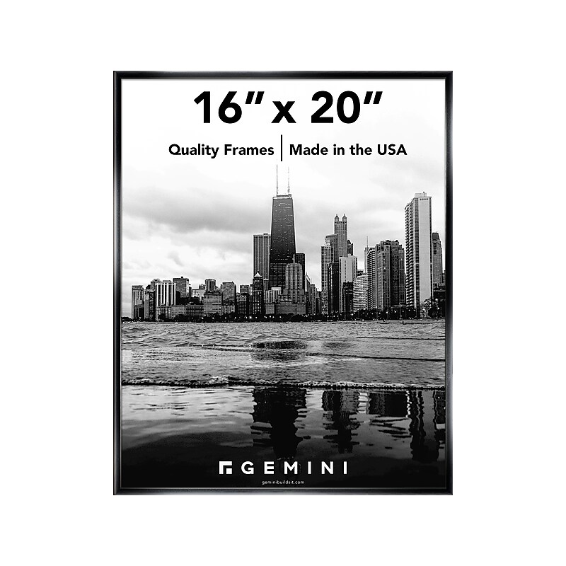 Gemini 16" x 20" Metal Picture Frame, Glossy Black (GOEM-5-20) image 1