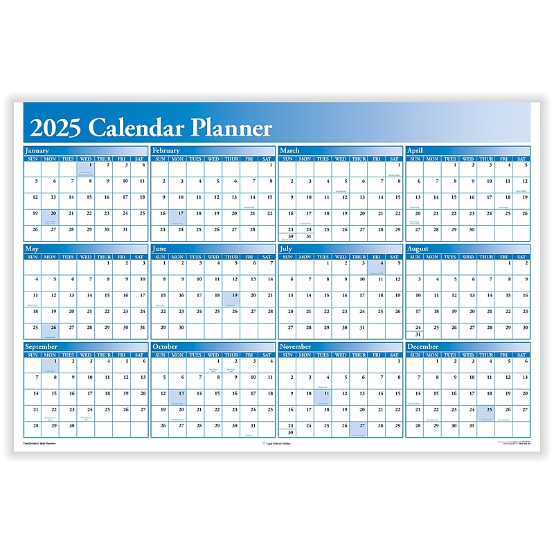 2025 ComplyRight Full Calendar Planner 36" x 24" Yearly Dry Erase Wall Calendar, Blue (J0056BL) image 1