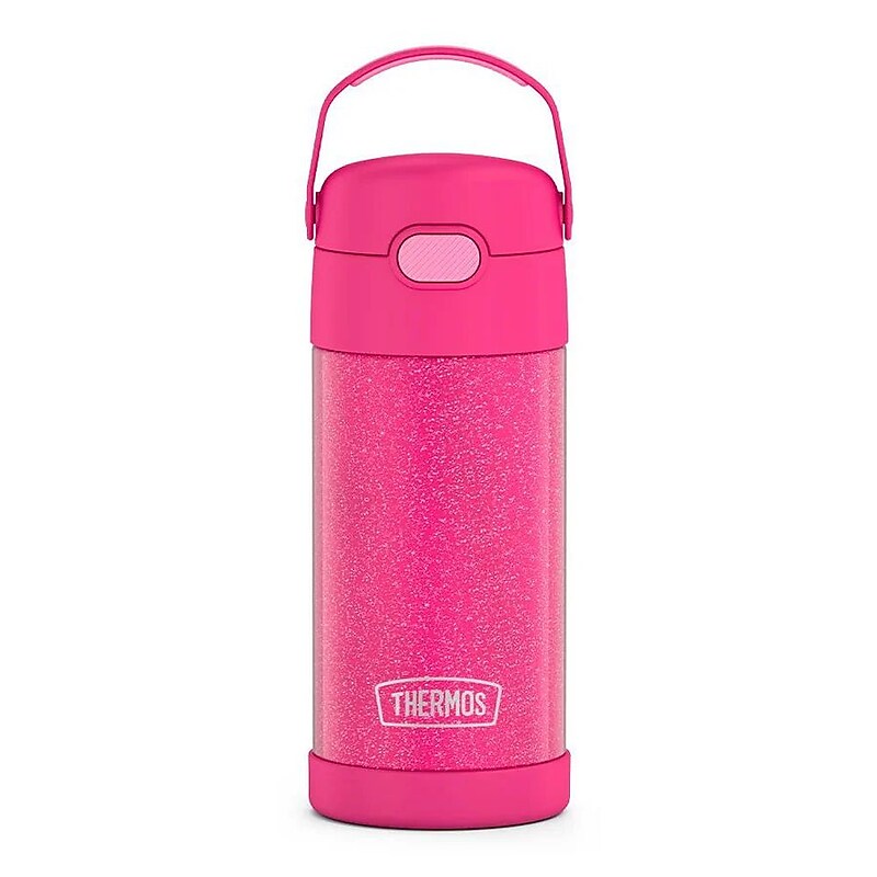 Thermos FUNtainer Stainless Steel Vacuum Insulated Water Bottle, 12 oz., Pink Glitter (EAF4101PKG6) image 1