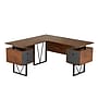 Techni Mobili 59" L-Shaped Desk with Drawers and File Cabinet, Walnut/Black (RTA-4809DL-WAL)~#|#~23C57C5D-DD39-40EA-9984B93322B0164A_sc7