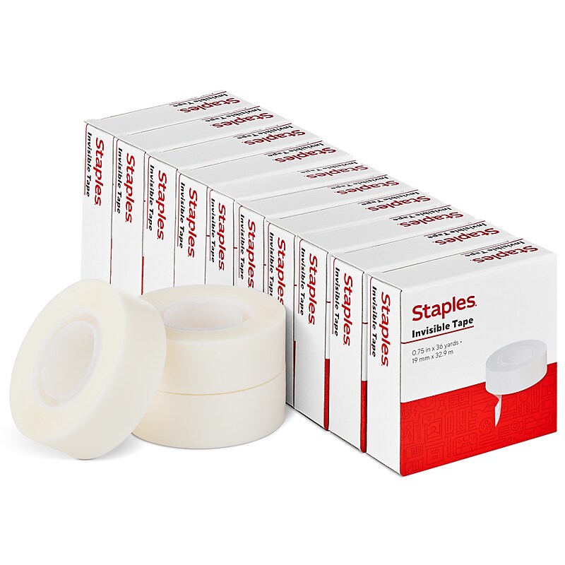 Staples® Invisible Clear Tape, 0.75" x 36 yds., Transparent, 10 Rolls/Pack (52381-PK10) image 1