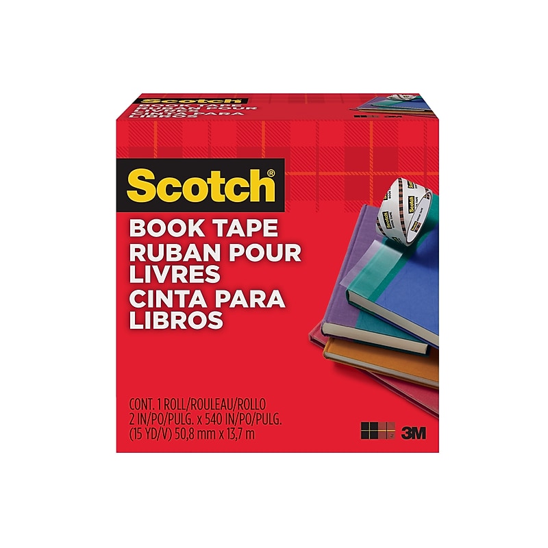 Scotch Book Transparent Clear Tape, 2" x 15 yds., 3" Core, Transparent (845-2) image 1
