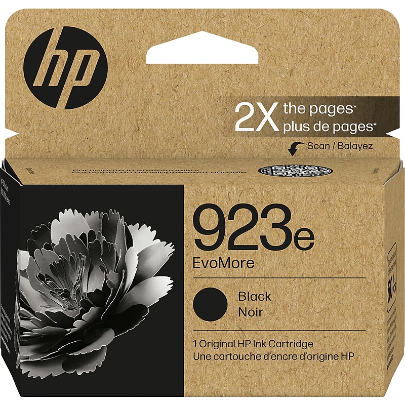 HP 923e EvoMore Black High Yield Ink Cartridge, Prints Up to 1,000 Pages (4K0T7LN) image 1
