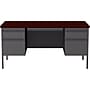 Hirsh 60"W Double-Pedestal Computer Desk, Charcoal/Mahogany (20102)~#|#~23DAFFD5-C419-47FA-89255282F4F41DA0_sc7