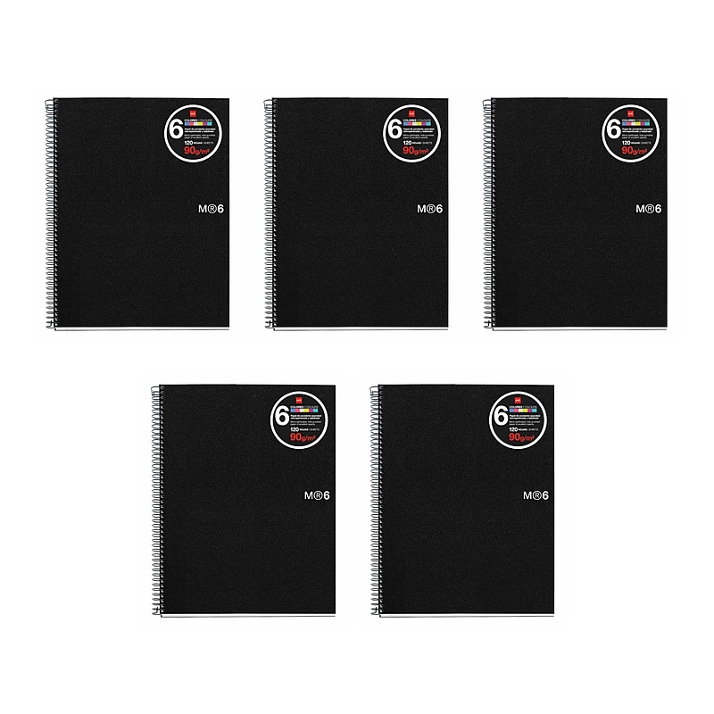 Roaring Spring Paper Products Subject Notebooks, College Ruled, 150 Sheets, Black, 5/Carton (45171CS) image 1