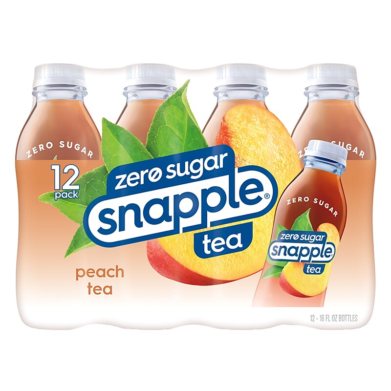 Snapple Zero Sugar Peach Herbal Tea Bottles, 16 oz., 12/Pack (CAD00338) image 1