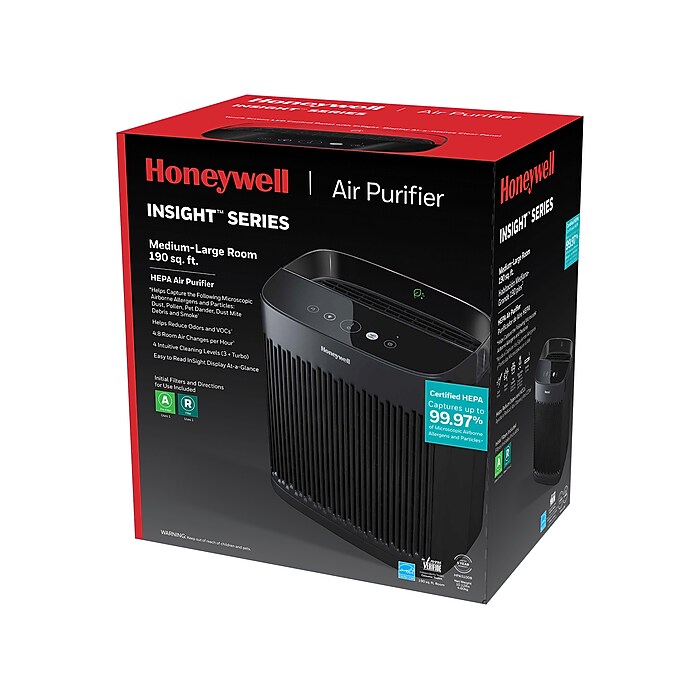 Honeywell InSight Energy Star HEPA Console Air Purifier Black HPA5100B Staples
