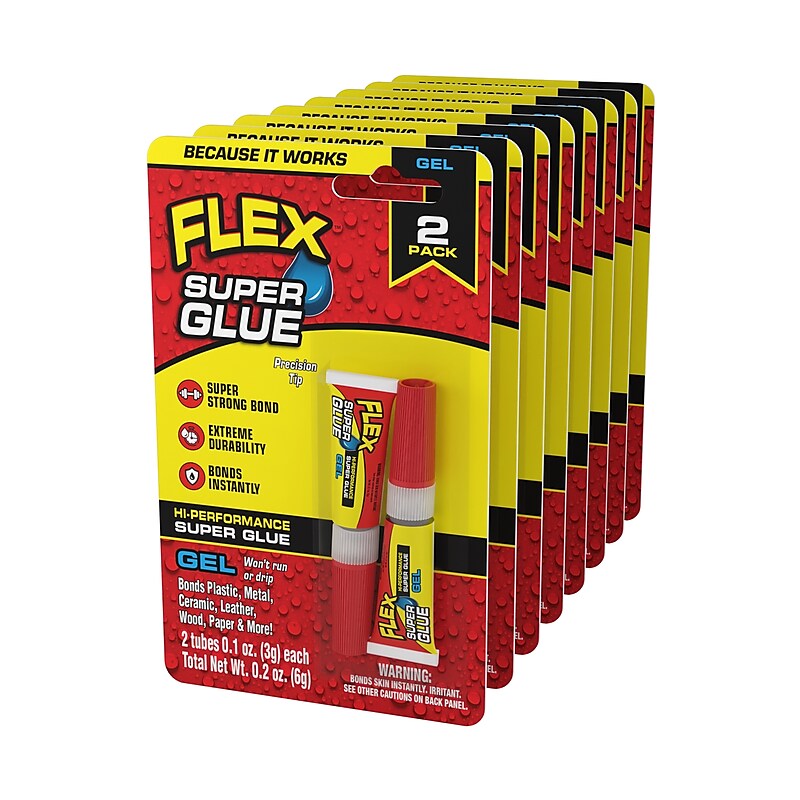 Flex Seal Gel Super Glue, 0.2 oz., Clear, 2 Tubes/Pack, 8/Pack (SGGEL2X3-CS) image 1
