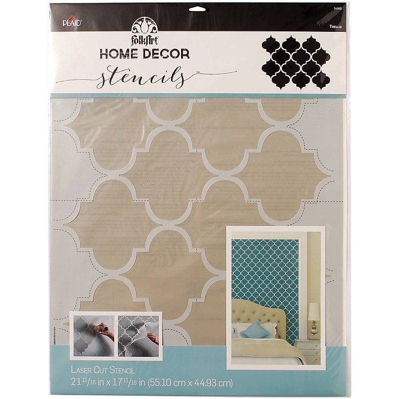 FolkArt Home Décor Trellis Wall Stencil, 18" x 24", Beige (HDCWALL-34960) image 1