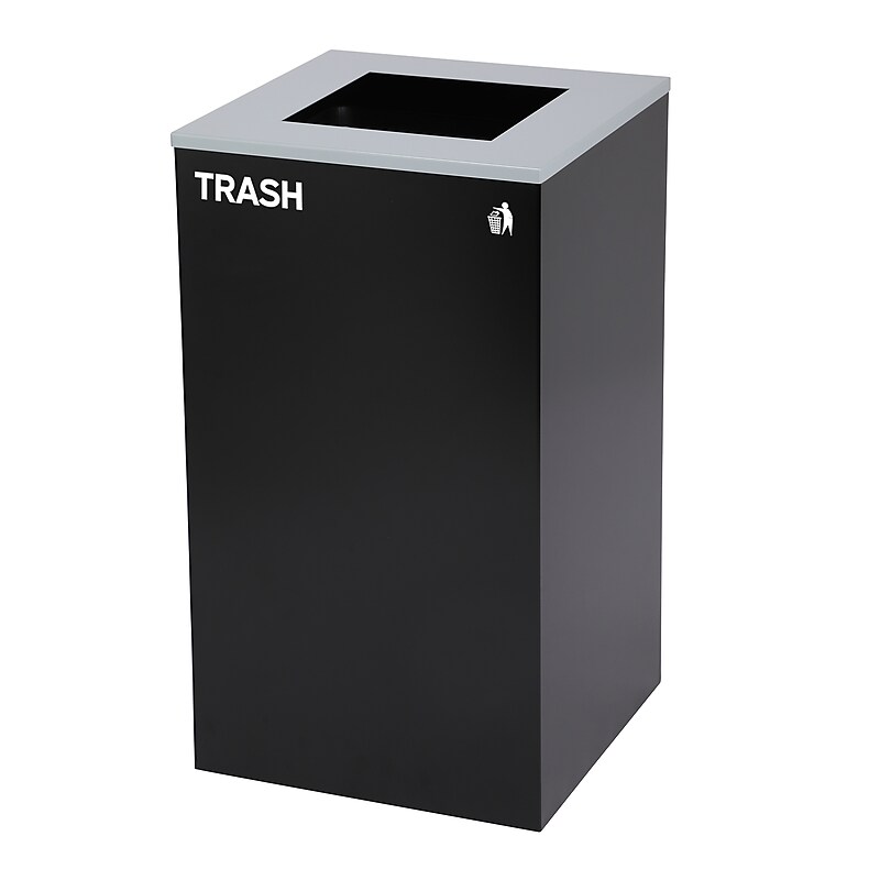 Alpine Industries Steel Trash Can with Square Lid, 29 Gallon, Black (ALP4450-KIT-BLK-S-TR) image 1