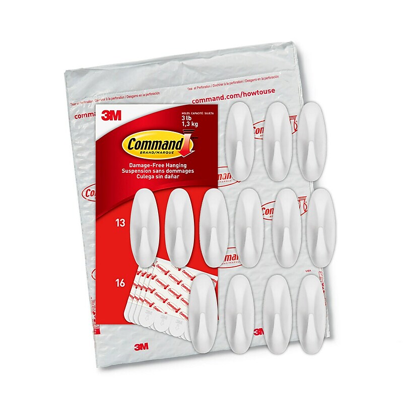 Command Medium Decorative Hooks, 3 lb., White, 13/Pack (17081-13N) image 1