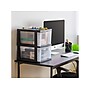 Iris 2-Compartment Stackable Desktop Storage Drawer, Black/Translucent White (116352)~#|#~240D6EA3-C1F7-4B43-A3DEEA362CC67B1B_sc7