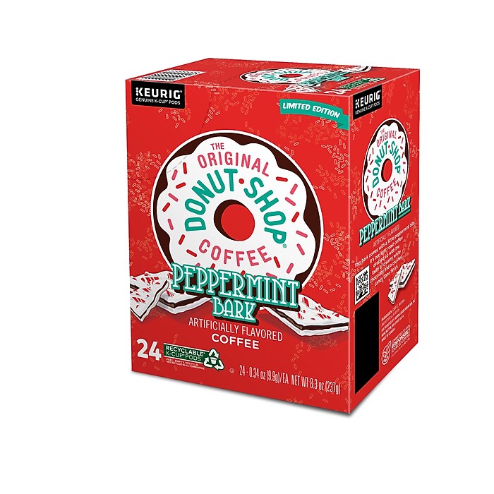 The Original Donut Shop Peppermint Bark Coffee Keurig K Cup Pods Light Roast 24 Box 5000201015 Staples