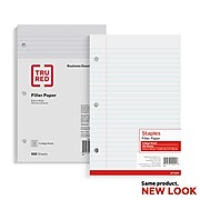 Staples® College Ruled Filler Paper, 5.5" x 8.5", White, 100 Sheets/Pack (ST12301D)