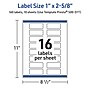Avery Laser/Inkjet Rectangle Multipurpose Labels, 1" x 2-5/8", White, 160/Pack (S00-D1T)~#|#~242D8B8D-5155-46E5-B6DC3D40A73236B9_sc7