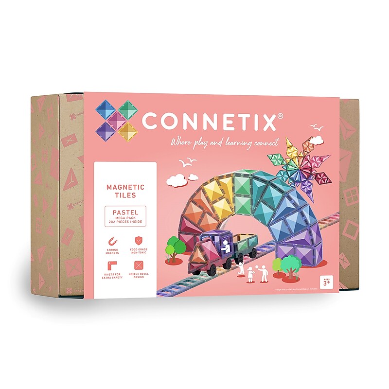 Connetix Magnetic Tiles Pastel Mega Pack, 202 Pieces (CNTP00202ME) image 1
