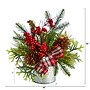 Nearly Natural Artificial Holiday Winter Pinecones, Berries, Greenery Christmas Table Arrangement, 12" (A1852)~#|#~243DC26C-4FB0-4E38-AC90204ADDF1E042_sc7