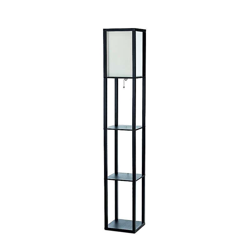 Simple Designs Etagere Organizer 62.5" Floor Lamp with Rectangular Shade, Black (LF1014-BLK-CCLB) image 1