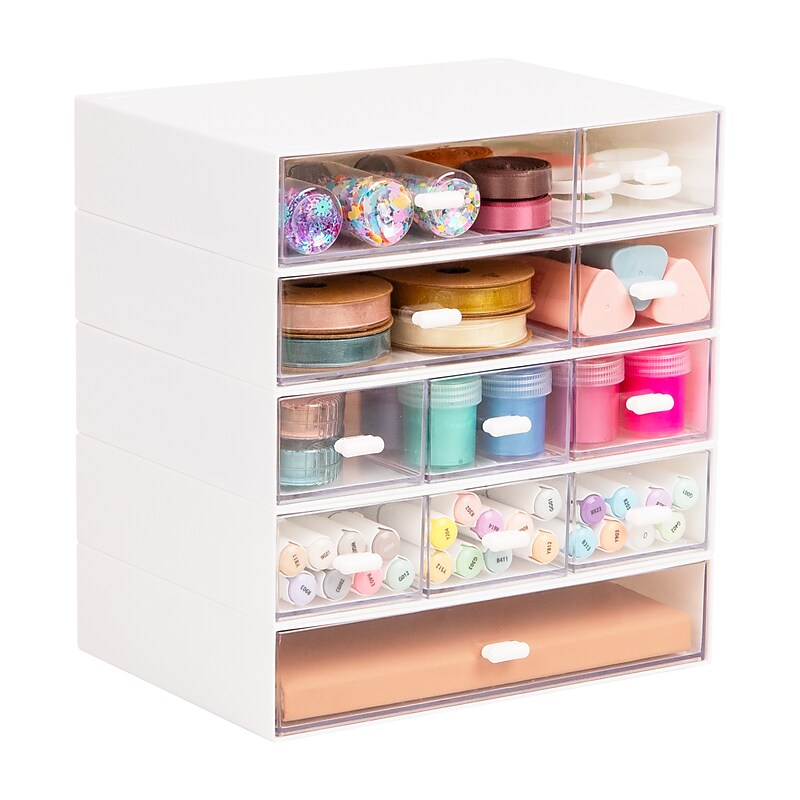 Mind Reader 11-Compartment Plastic Desk Organizer, White (ORG-WHT) image 1