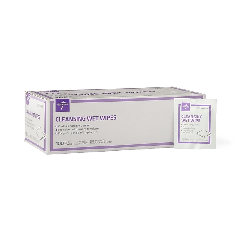 Medline Premoistened Cleansing Towelettes, 100/Box (MDS094184H) image 1