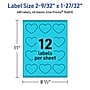 Avery Printable Heart Shaped Multipurpose Labels, 2-9/32" x 1-27/32", Bright Blue, 480/Pack (94603)~#|#~244B3540-F32A-412A-B03472444449E683_sc7